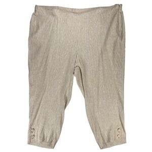 J. Jill Linen Pants Women 4X Tan Stretch Elastic Waistband Cropped Beach Coastal